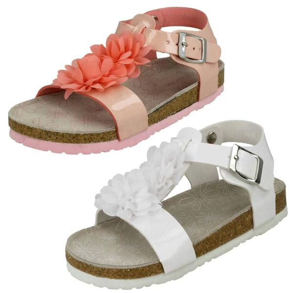 Spot On Girls Spot On Flower Trim Sandals
