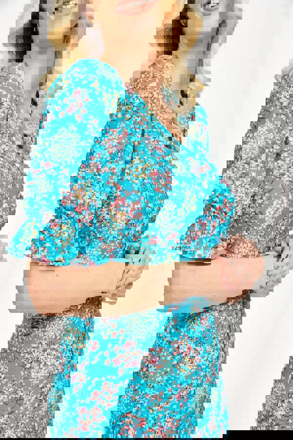 Ditsy Print Tie Front Dress