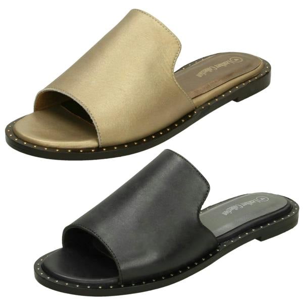Leather Collection Ladies Leather Collection Flat Slipper Cut Mules F00202