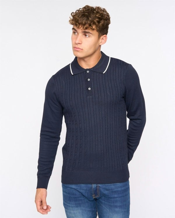 Bewley & Ritch Ambrosden Polo Neck Knit Navy Marl