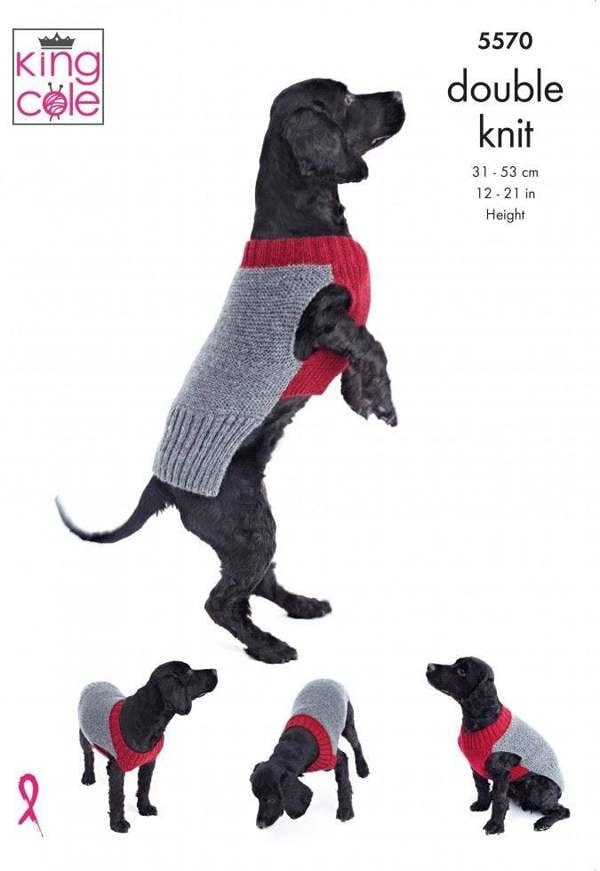 King Cole Pricewise DK Knitting Pattern 5570, Coats for Pets, Small - Large