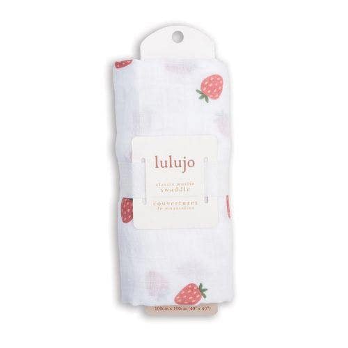 Lulujo - Muslin Swaddle - Strawberries