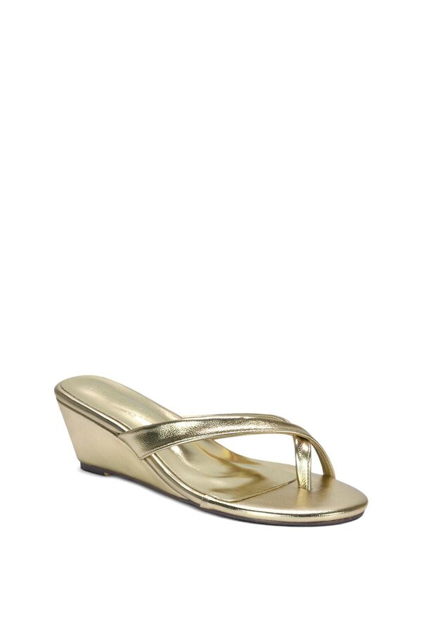 XY LONDON Mid Wedge Heel Sandal Mules With Toe Post