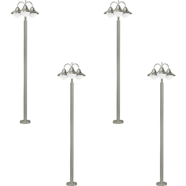 4 PACK IP44 Outdoor Bollard Light Stainless Steel 60W E27 Driveway Lamp Post Loops