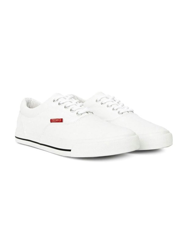 Crosshatch Skywalk Canvas Pumps White