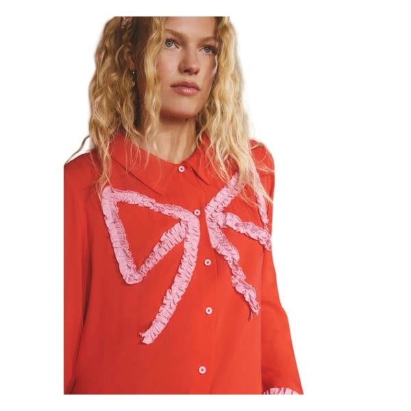 Cath Kidston Womens/Ladies Bow Viscose Long-Sleeved Pyjama Set - Red - 