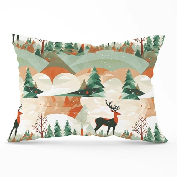 Warren Reed Reindeer On A Snowy Landscape Pattern Cushions