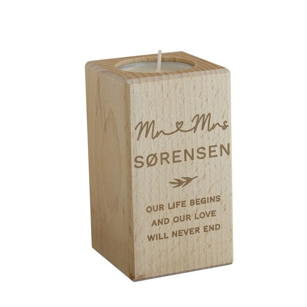 Personalised Memento Company Personalised Wedding Wooden Tealight Holder