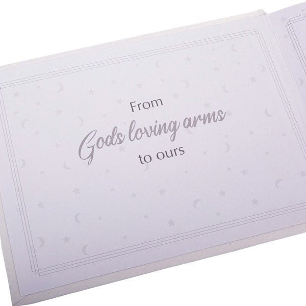 Beautiful White Satin Fabric Christening Guest Book with Silver Metal Cross Image 3