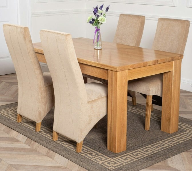 That's Furniture Dakota Medium Oak Dining Table with Lola Fabric Chairs