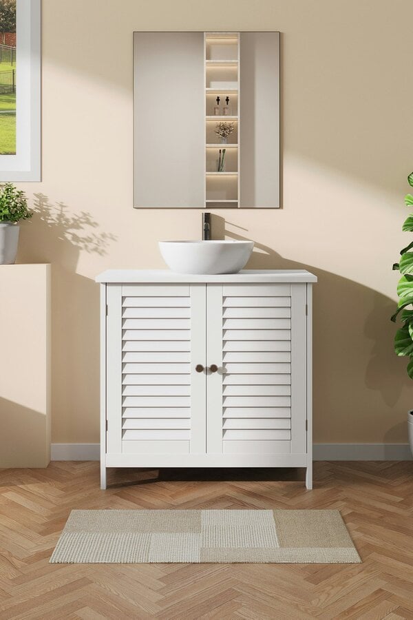 Living and Home Under Sink Bathroom Cabinet 2 Shutter Door