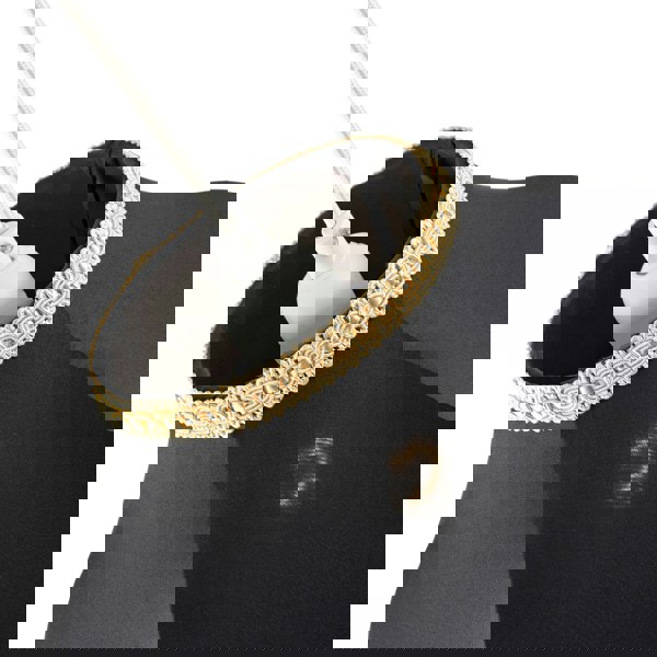 Victorian Designed Empire Lampshade in Black Faux Silk with Gold Trims Image 3