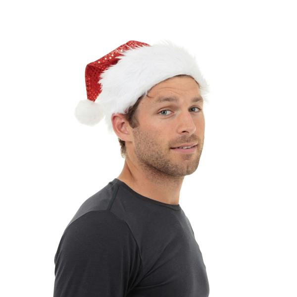 Bristol Novelty Unisex Adults Sequin Santa Hat - Red/White - 