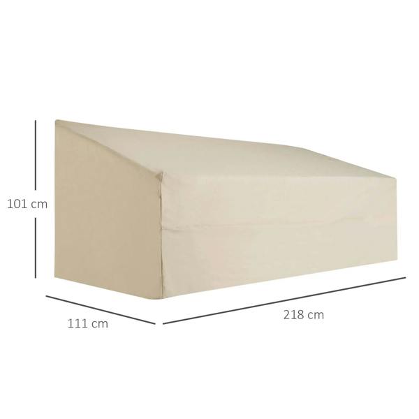 Beige 3-seater sofa cover, 218 x 111 x 63–101 cm measurements shown