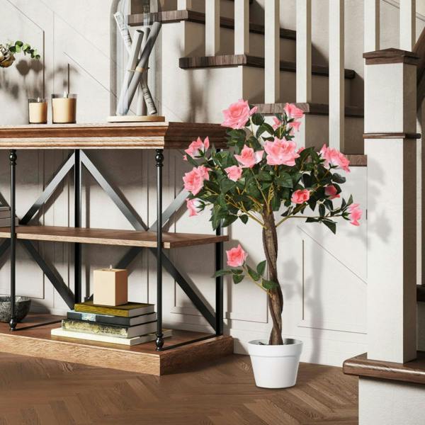 Dyzi 90cm Artificial Rose Tree 21 Flowers Potted Decorative Plant