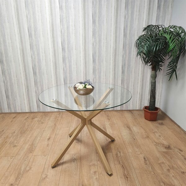 Kosy Koala Dining Table Clear Glass Kitchen Place for 4 Seats, Dining Table Only (Clear H 75 x L 100 x W 100 cm)