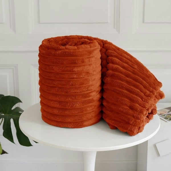 HomeSpace Direct Chunky Cord Orange Blanket/Throw