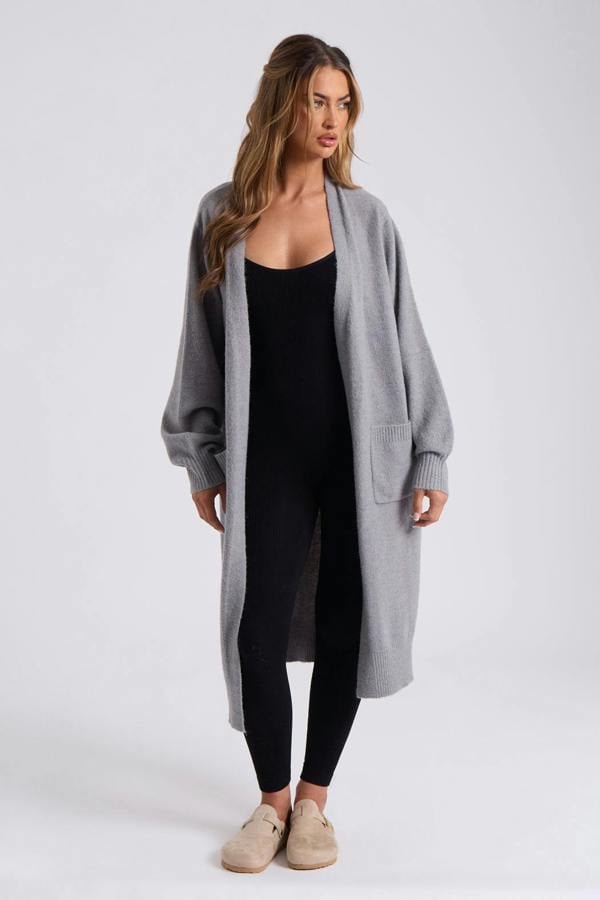 Urban Bliss Grey Longline Patch Pocket Cardi