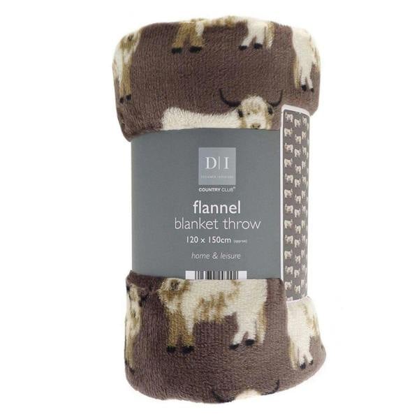Highland Cow Mocha Throw 120x150cm