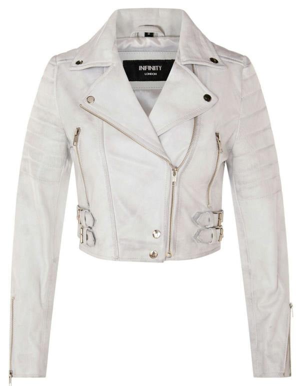 Womens Brando Cropped Leather Jacket-Longtown - Upperclass Fashions 