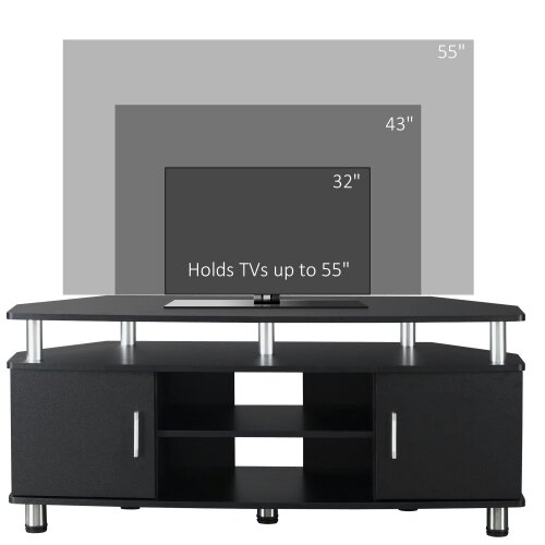 Wyld Haus Zisaba Mika 120cm Wooden Black TV Storage Unit For Screens Up To 55 Inches 2 Doors and Shelves