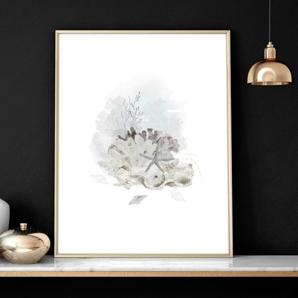 Home Office wall art | set of 3 Coastal Seashells artwork prints