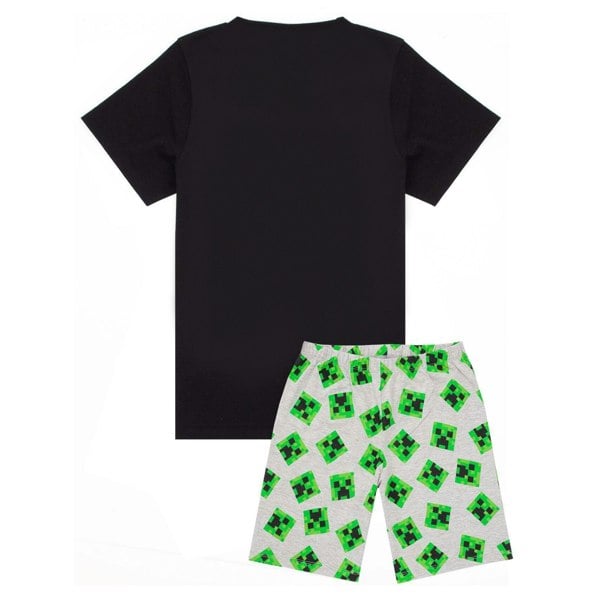 Minecraft Boys Short Pyjama Set - Black/Heather Grey/Green