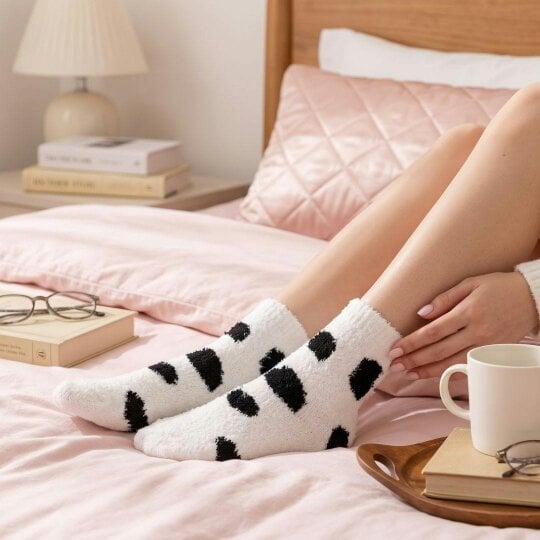 Cosy Cuddle Socks, Cow Print