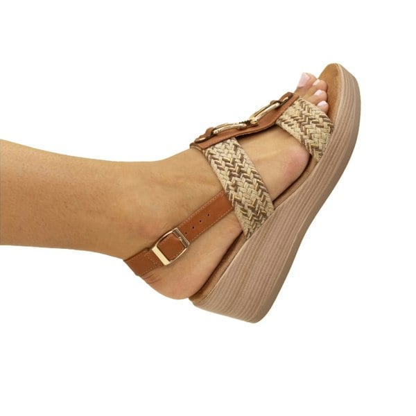 Lunar Womens Jamie Wedge Sandals - Brown