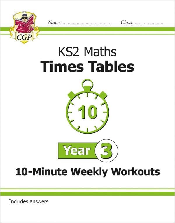 CGP KS2 Year 3 10-Minute Weekly Workout Bundle – Ages 7-8 (Maths, English, Times Tables, Spelling and Vocabulary)