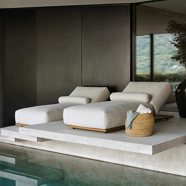 Gallo Reclinable Sun Lounger, Teak Wood, Outdoor-Weilai Concept