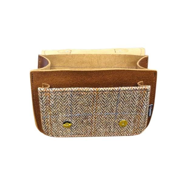 Zatchels Handmade Tannery Leather and Tweed Cross Body Micro Satchel Plus - Tan