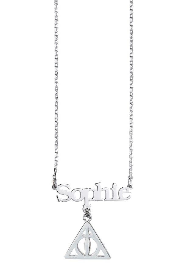 Harry Potter sterling silver Personalised Necklace with Deathly Hallows charm 