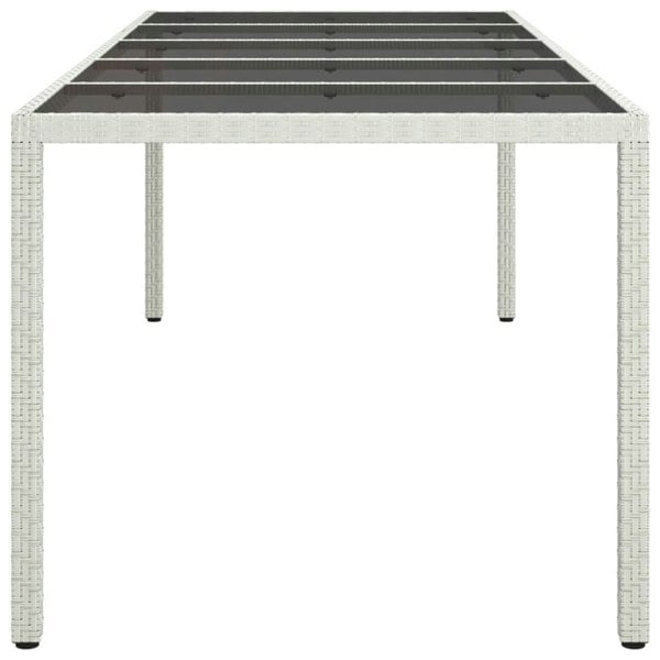 Berkfield Garden Table White 250x100x75 cm Poly Rattan and Tempered Glass
