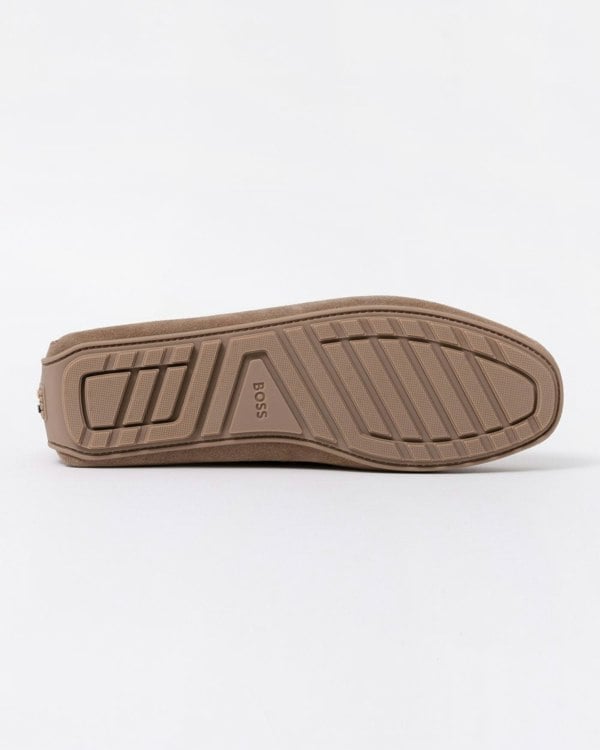 BOSS Orange Noel Mens Suede Driving Moccasins - Medium Beige 260 - CHO - Designer Mens Shoes