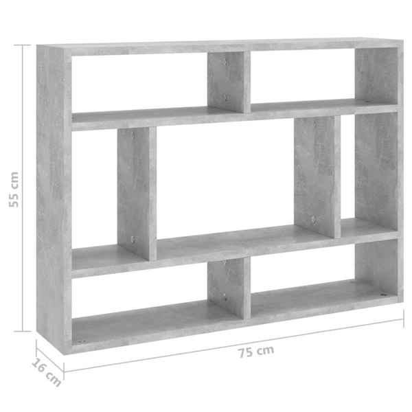 Berkfield Wall Shelf Concrete Grey 75x16x55 cm Engineered Wood