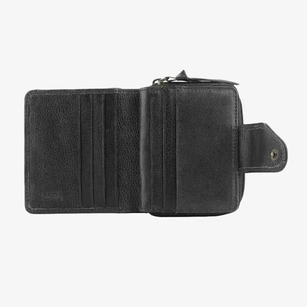 Black leather wallet on a white background