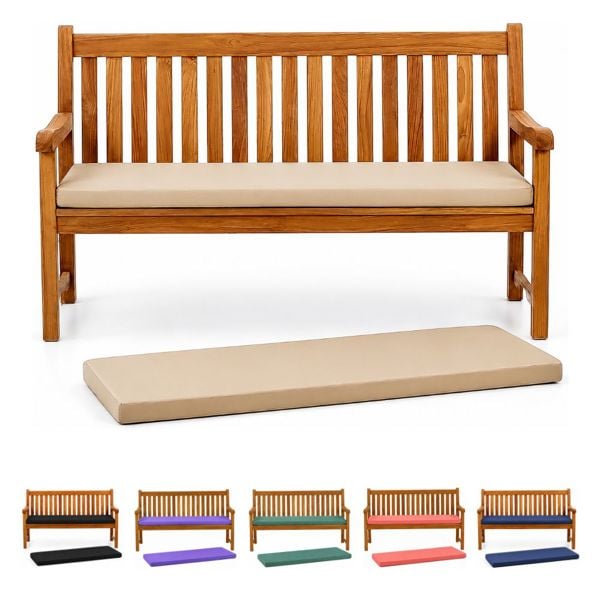 The Garden Marketplace Cushion for 3 Seater Bench in Choice of Colours, 180g/m² Fade-Resistant Polyester Cover with Zipped Removal