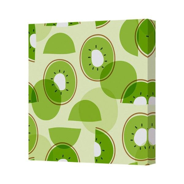 Benjamin Tate Design Kiwi Fruit Pattern Canvas Art Print On Deep Wooden Frame
