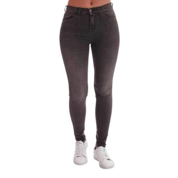 Emporio Armani Womens J20 Leather Patch Skinny Jeans - Grey