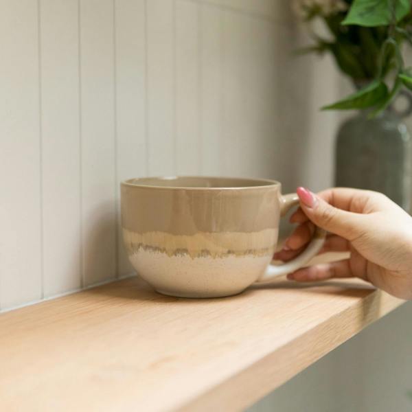 Scandi Home Aurelia Large Ceramic Coffee Mugs, Set of 2, 720ml, Natural Reactive Glaze