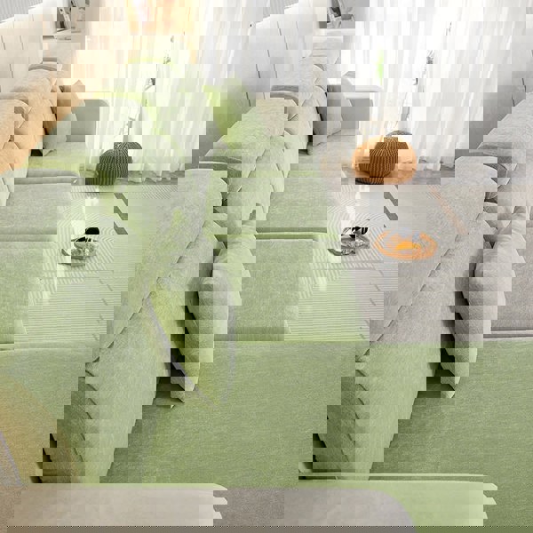 Anyhouz Anyseat Sofa Cover Mint Green L-Shape Polyester Chenille Thick Stretchable Cushion For Living Room Head Cushion Large