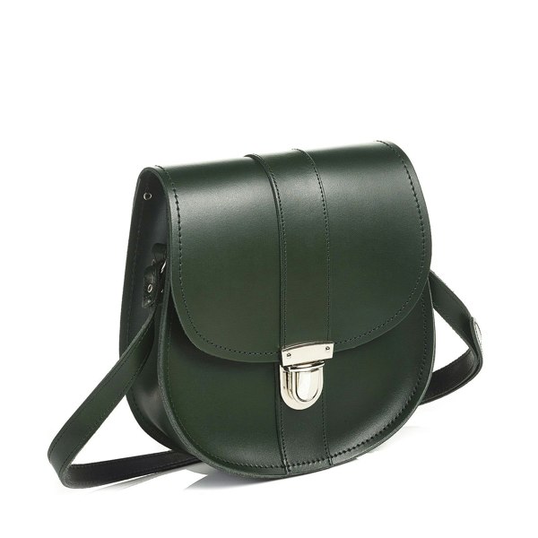 Zatchels Handmade Leather Pushlock Saddle Bag - Ivy Green