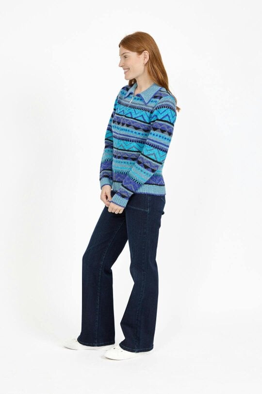 Mudflower Fair Isle Collared Knit Cardigan
