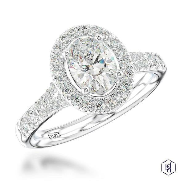 Sarah Layton Skye Platinum Oval Cut Diamond Halo Engagement Ring - 0.80ct