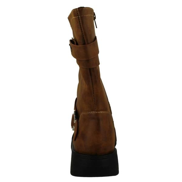 Spot On Ladies Spot On Buckle Detailed Wide Fit Mid-Calf  Boots F51200
