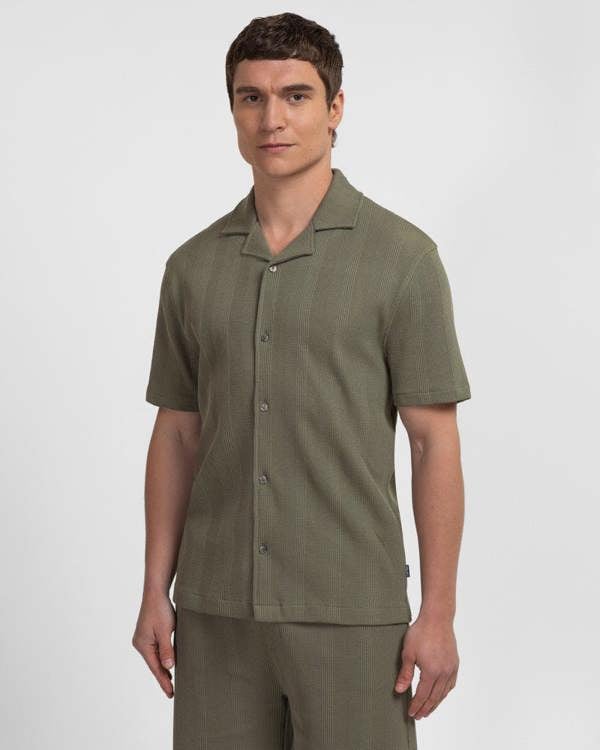 Steel & Jelly Charlton - Stripe Jacquard Waffle Short Sleeve Shirt