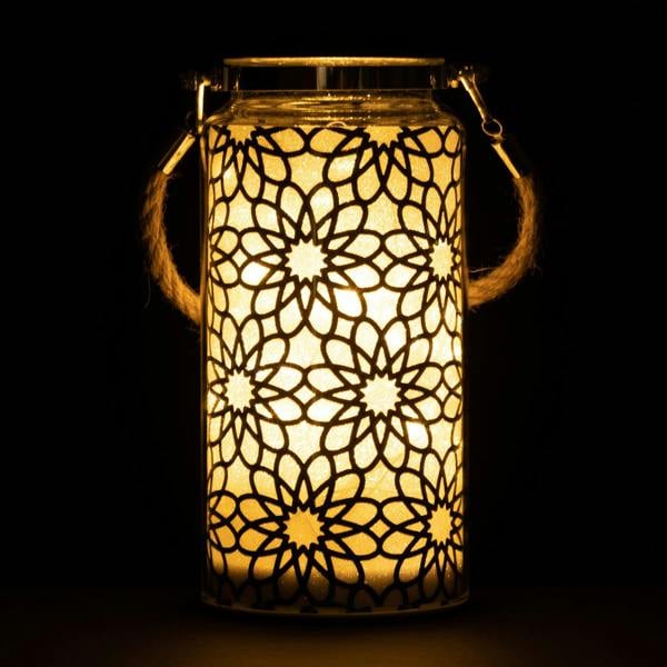 2cm Christmas Decorated Jar Table Flowers Design Black Lantern Light image 1