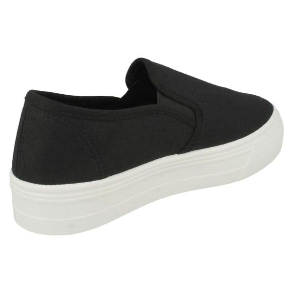 Spot On Ladies Spot On Platform Canvas Pumps F80522