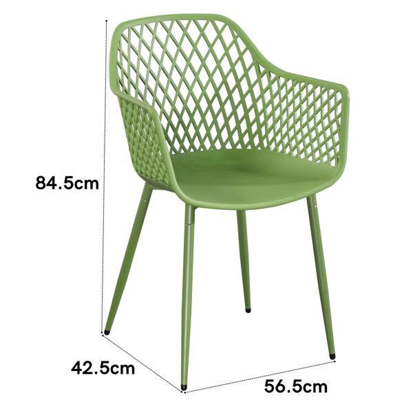 Core Products Pair Of Lattice Bistro Garden Arm Chairs, Moss Green